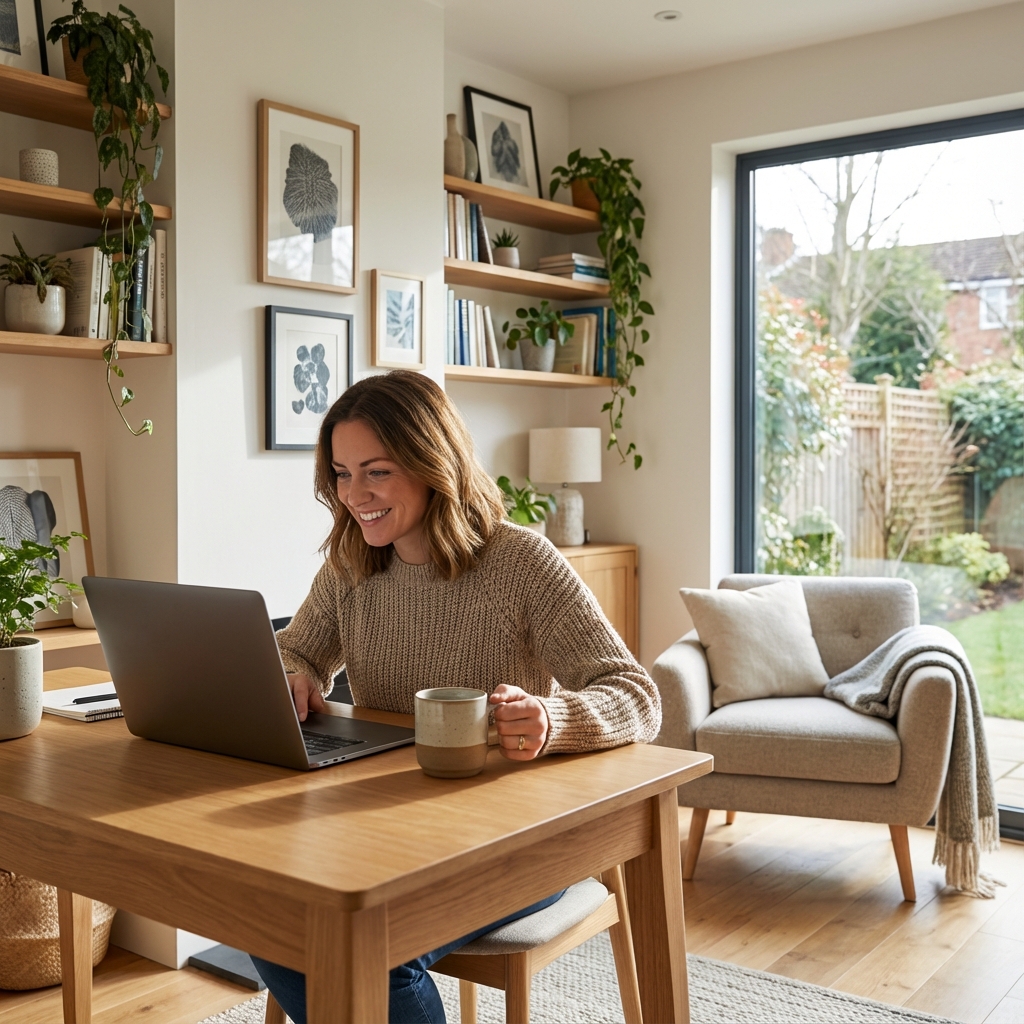 Person working remotely from a home office.
