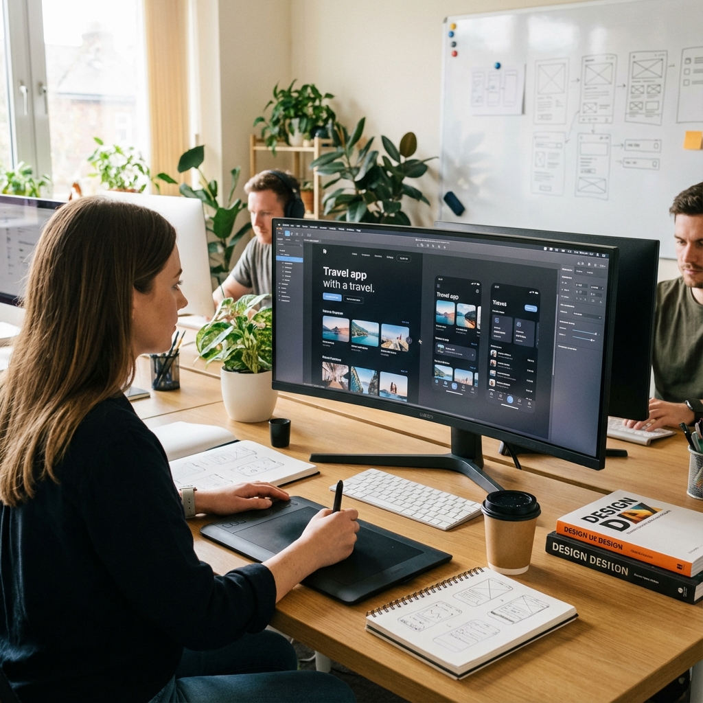 Designer working on wireframes